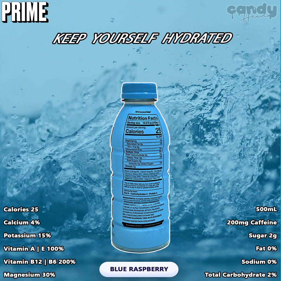 Nutrition Facts of Blue Raspberry Prime Drink